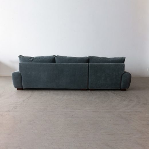 ［現品SALE］マルゴソファ ワンアームカウチ1080（L）＋1890（R）脚BR / 張地ウネ ブルー