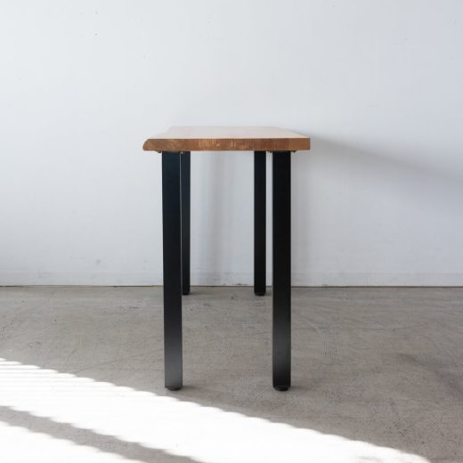 ［現品SALE］北海道十勝連邦産 ウダイカンバザクラ材 無垢板テーブル（シンプルタイプ）オイル仕上げ アイアン角脚 HDT-4S+I-BK