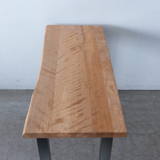 ［現品SALE］北海道十勝連邦産 ウダイカンバザクラ材 無垢板テーブル（シンプルタイプ）オイル仕上げ アイアン角脚 HDT-4S+I-BK