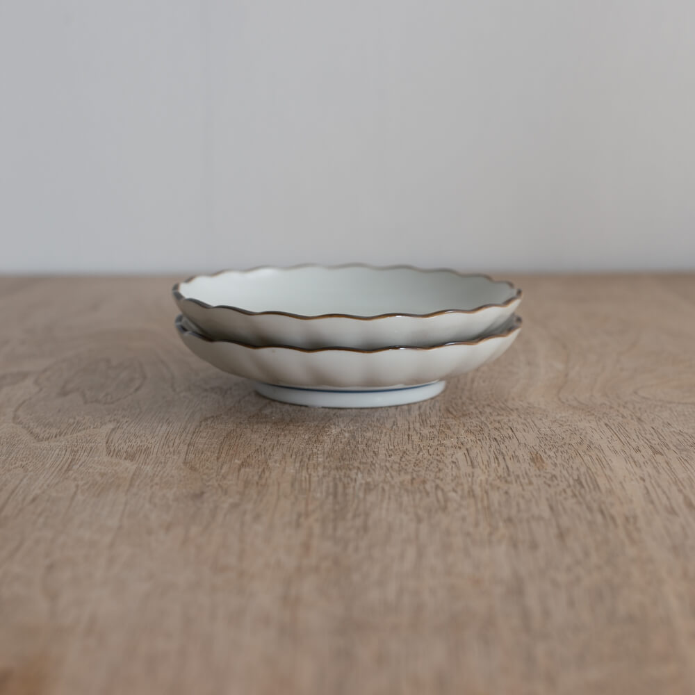 【WEB限定】渕錆 菊型35皿 白 -器市-