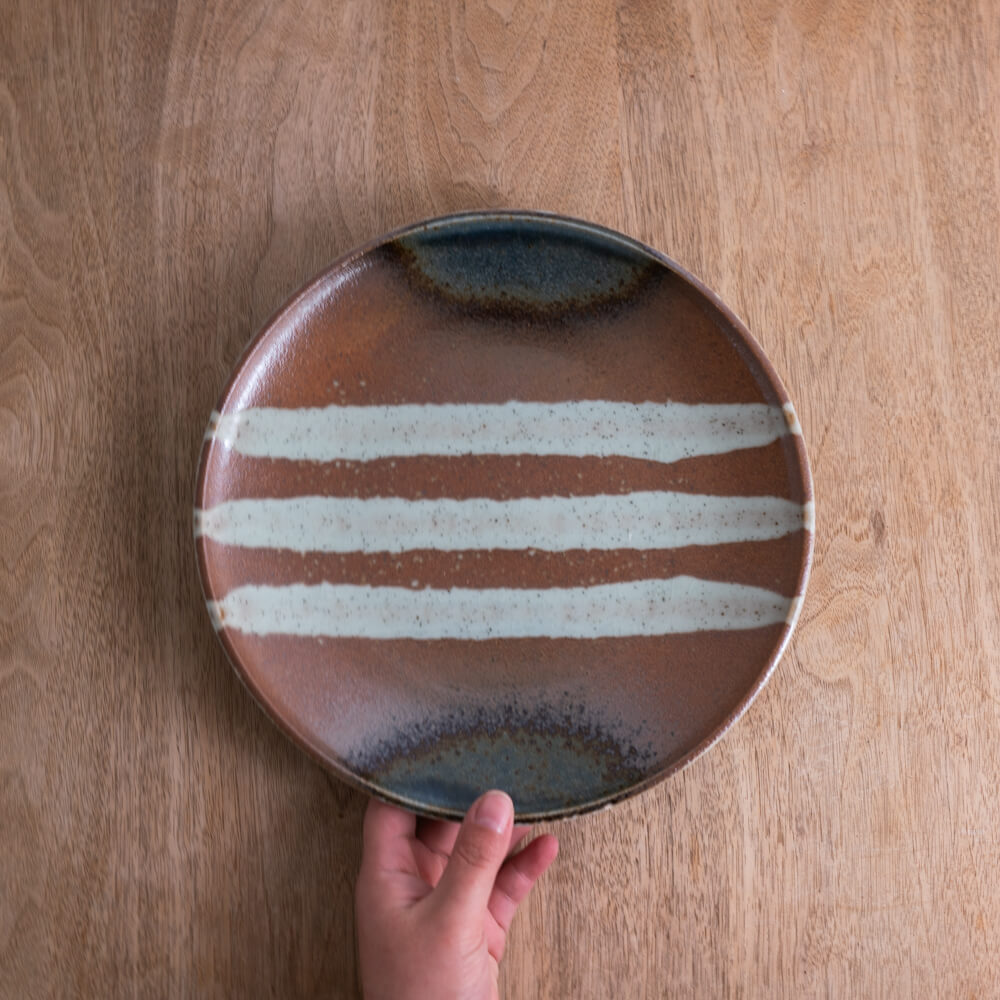 【WEB限定】赤茶水晶 丸8寸皿 -器市-