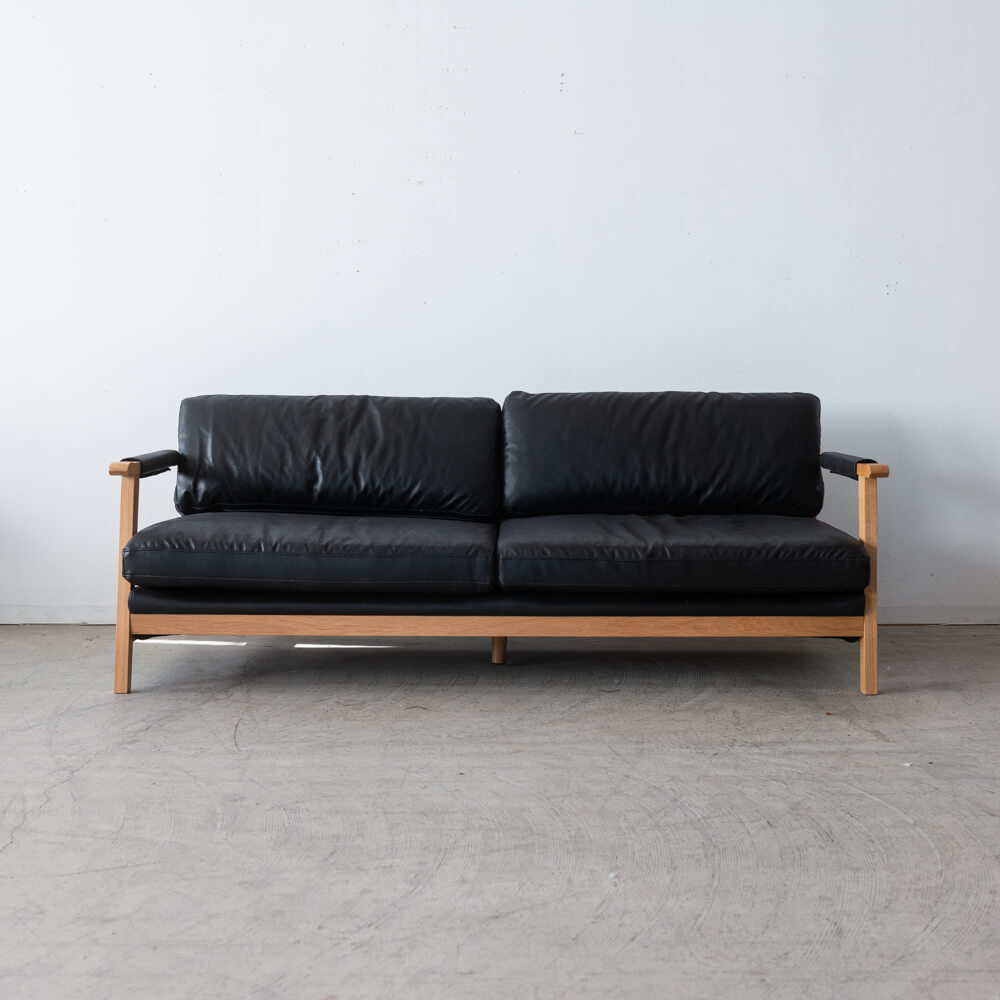 ［数量限定SALE］3Pソファ ベイク BK レザーファブリック / ホワイトオーク