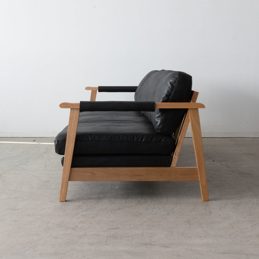 ［数量限定SALE］3Pソファ ベイク BK レザーファブリック / ホワイトオーク