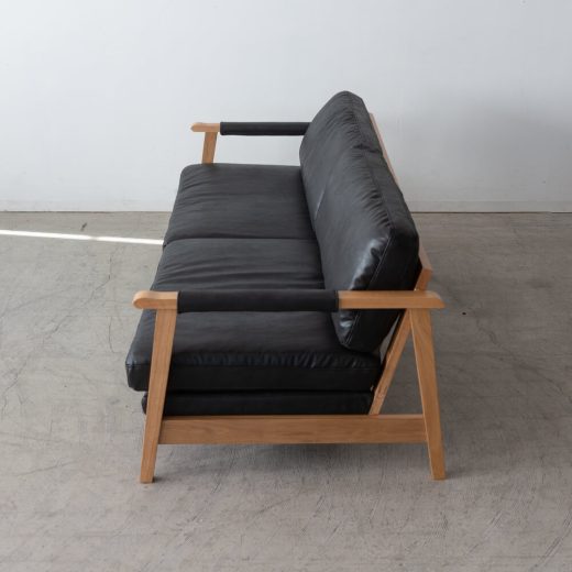 ［数量限定SALE］3Pソファ ベイク BK レザーファブリック / ホワイトオーク