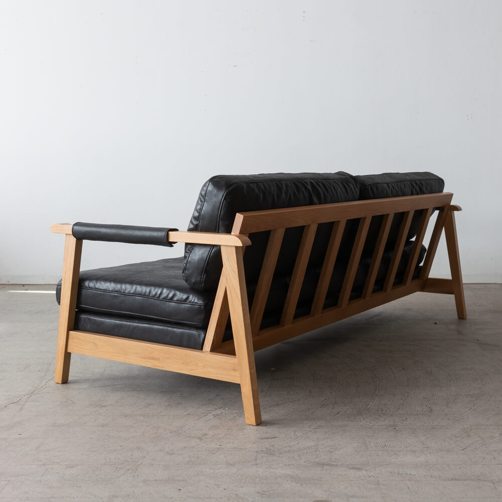 ［数量限定SALE］3Pソファ ベイク BK レザーファブリック / ホワイトオーク