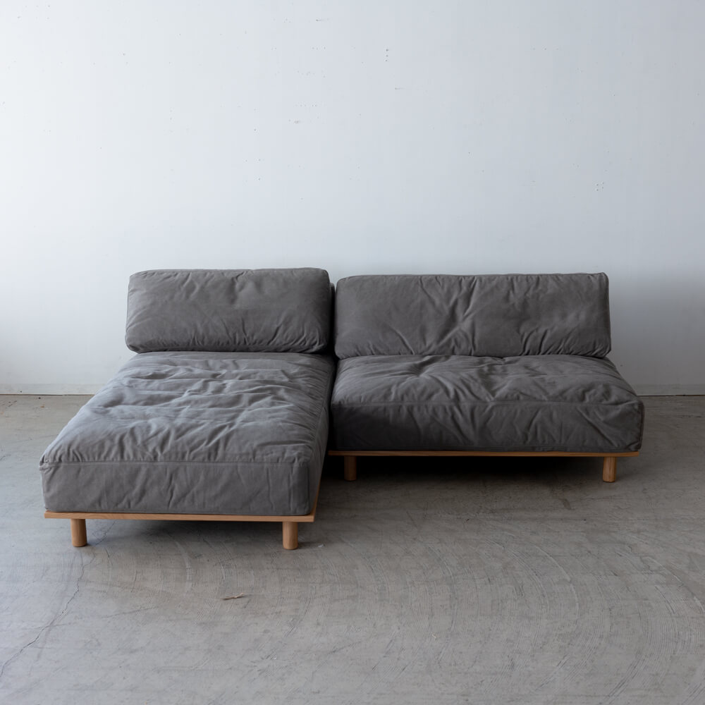 ［数量限定SALE］カウチソファセット シュナイダー 帆布GY ホワイトオーク