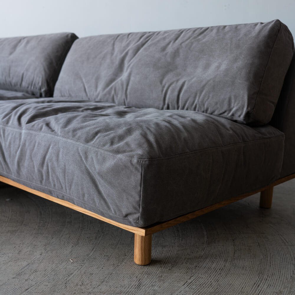 ［数量限定SALE］カウチソファセット シュナイダー 帆布GY ホワイトオーク