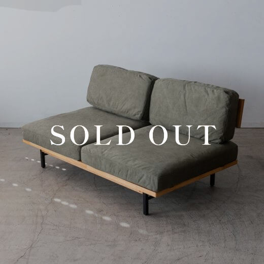 アウトレット家具の［数量限定SALE］2P肘なしソファ レディー 帆布GR ホワイトオーク突板 売り切れ