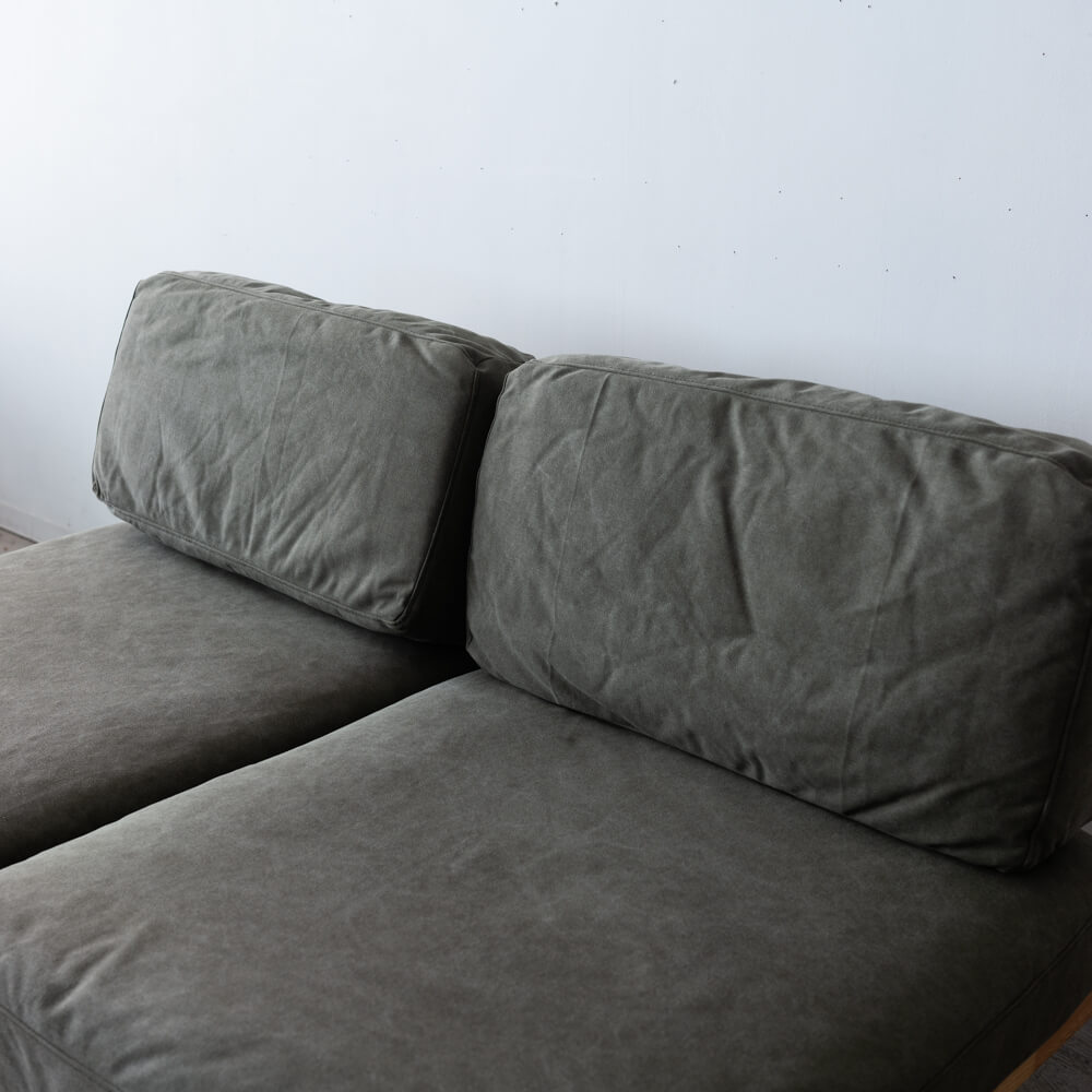 ［数量限定SALE］2P肘なしソファ レディー  帆布GR ホワイトオーク突板