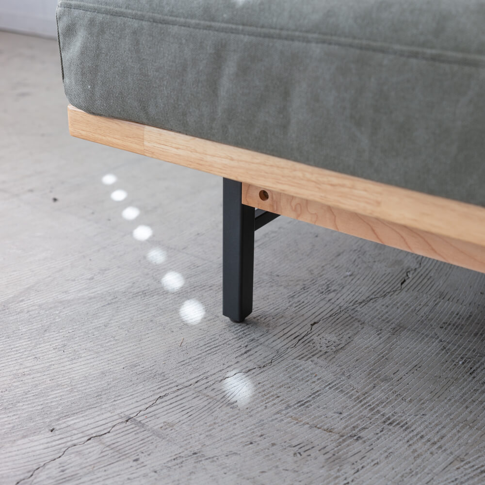 ［数量限定SALE］2P肘なしソファ レディー  帆布GR ホワイトオーク突板