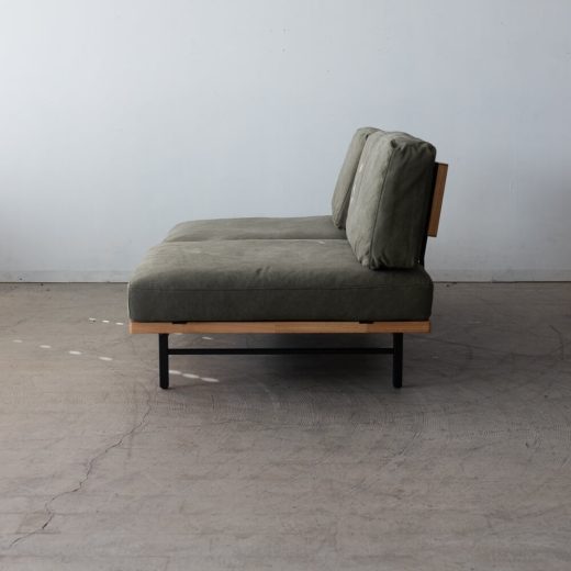 ［数量限定SALE］2P肘なしソファ レディー  帆布GR ホワイトオーク突板