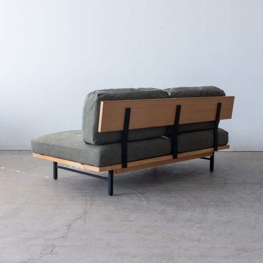 ［数量限定SALE］2P肘なしソファ レディー  帆布GR ホワイトオーク突板