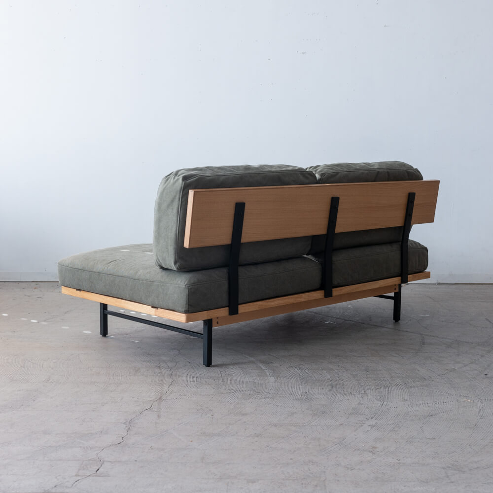 ［数量限定SALE］2P肘なしソファ レディー  帆布GR ホワイトオーク突板