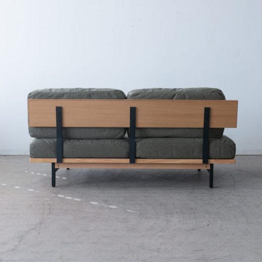 ［数量限定SALE］2P肘なしソファ レディー  帆布GR ホワイトオーク突板