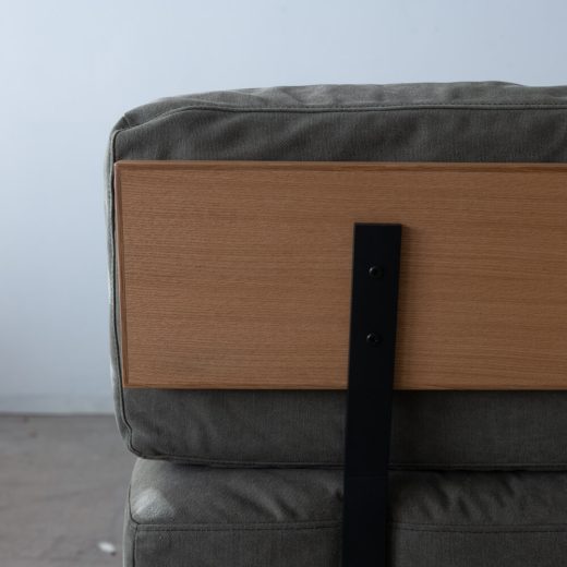 ［数量限定SALE］2P肘なしソファ レディー  帆布GR ホワイトオーク突板