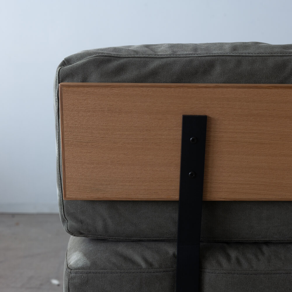 ［数量限定SALE］2P肘なしソファ レディー  帆布GR ホワイトオーク突板