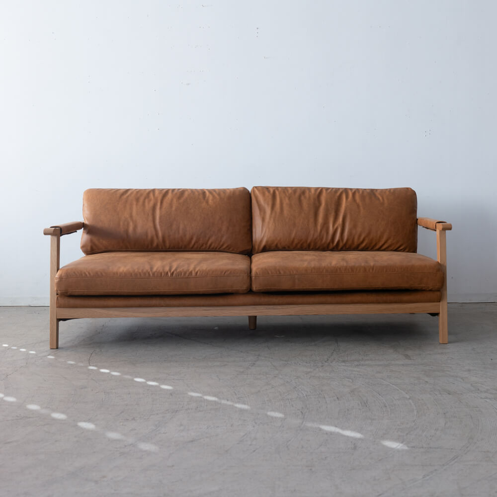 ［数量限定SALE］3Pソファ ベイク CAM レザーファブリック / ホワイトオーク