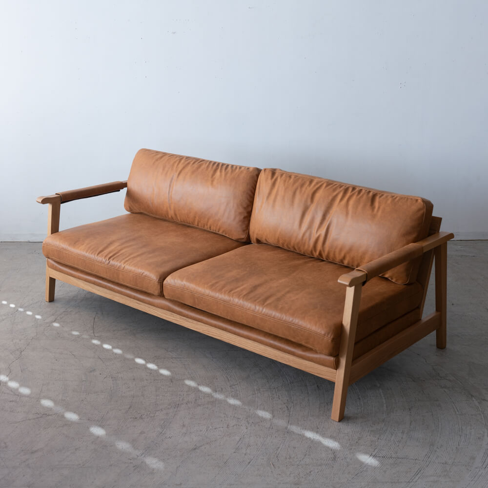 ［数量限定SALE］3Pソファ ベイク CAM レザーファブリック / ホワイトオーク