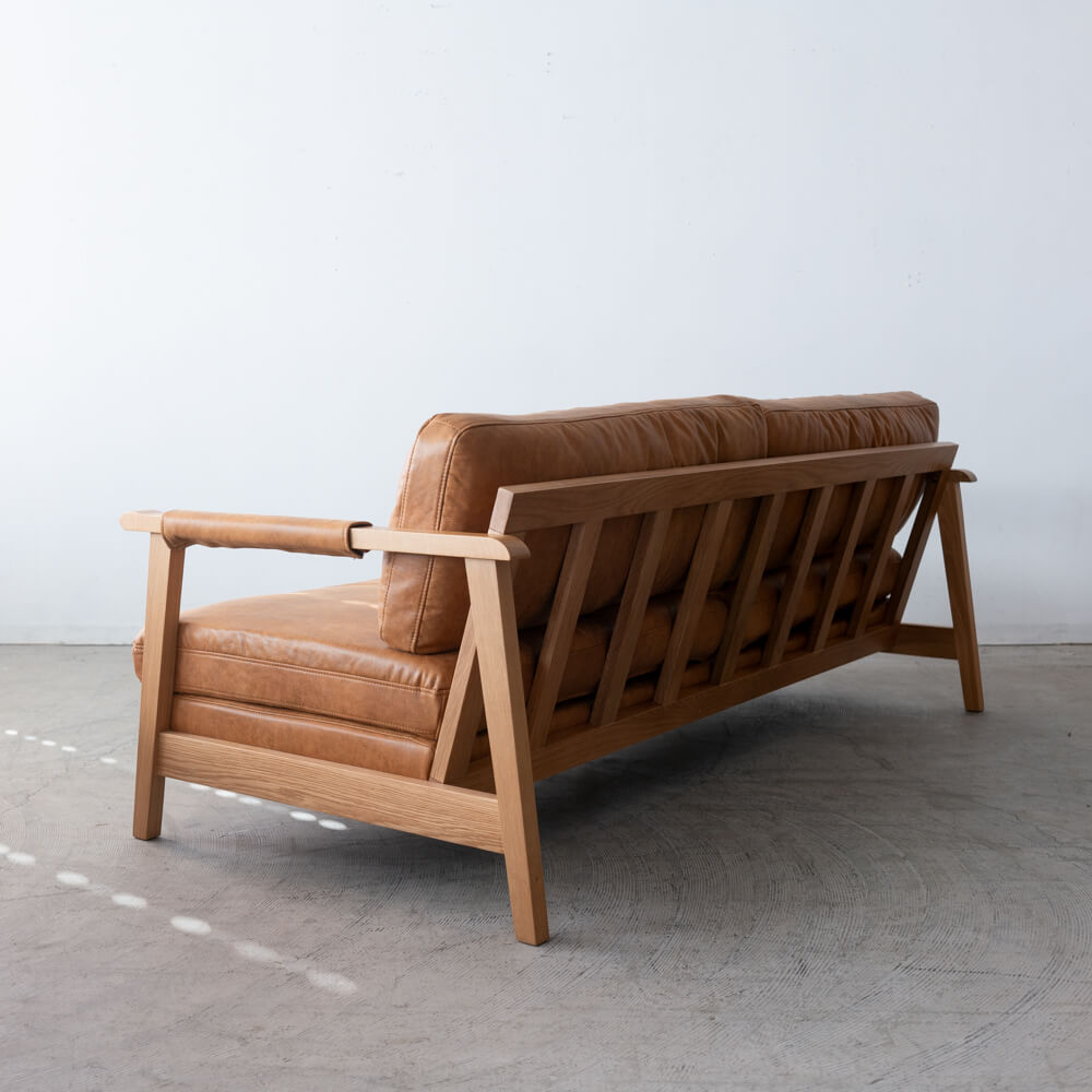 ［数量限定SALE］3Pソファ ベイク CAM レザーファブリック / ホワイトオーク