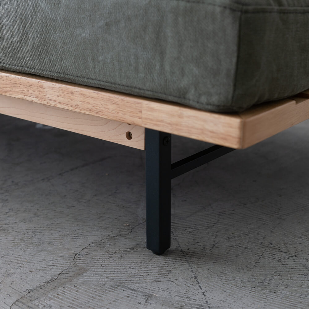 ［数量限定SALE］3P肘なしソファ レディー 帆布GR ホワイトオーク突板