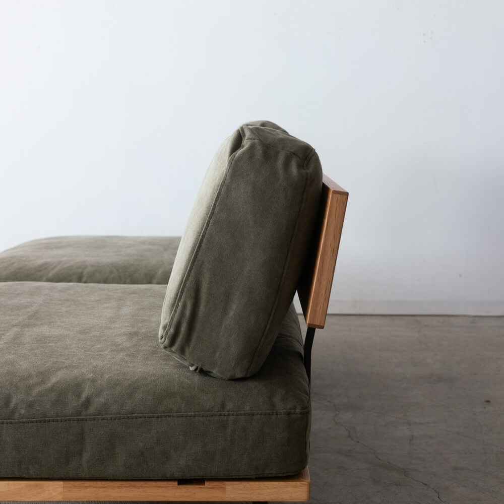 ［数量限定SALE］3P肘なしソファ レディー 帆布GR ホワイトオーク突板