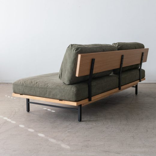 ［数量限定SALE］3P肘なしソファ レディー 帆布GR ホワイトオーク突板