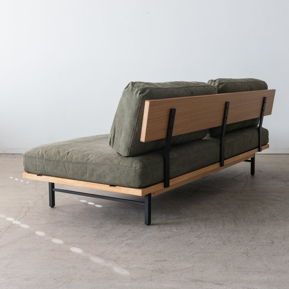 ［数量限定SALE］3P肘なしソファ レディー 帆布GR ホワイトオーク突板