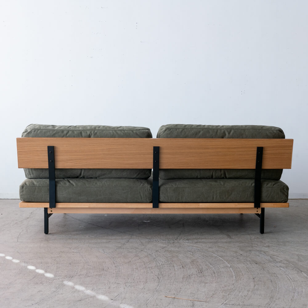 ［数量限定SALE］3P肘なしソファ レディー 帆布GR ホワイトオーク突板