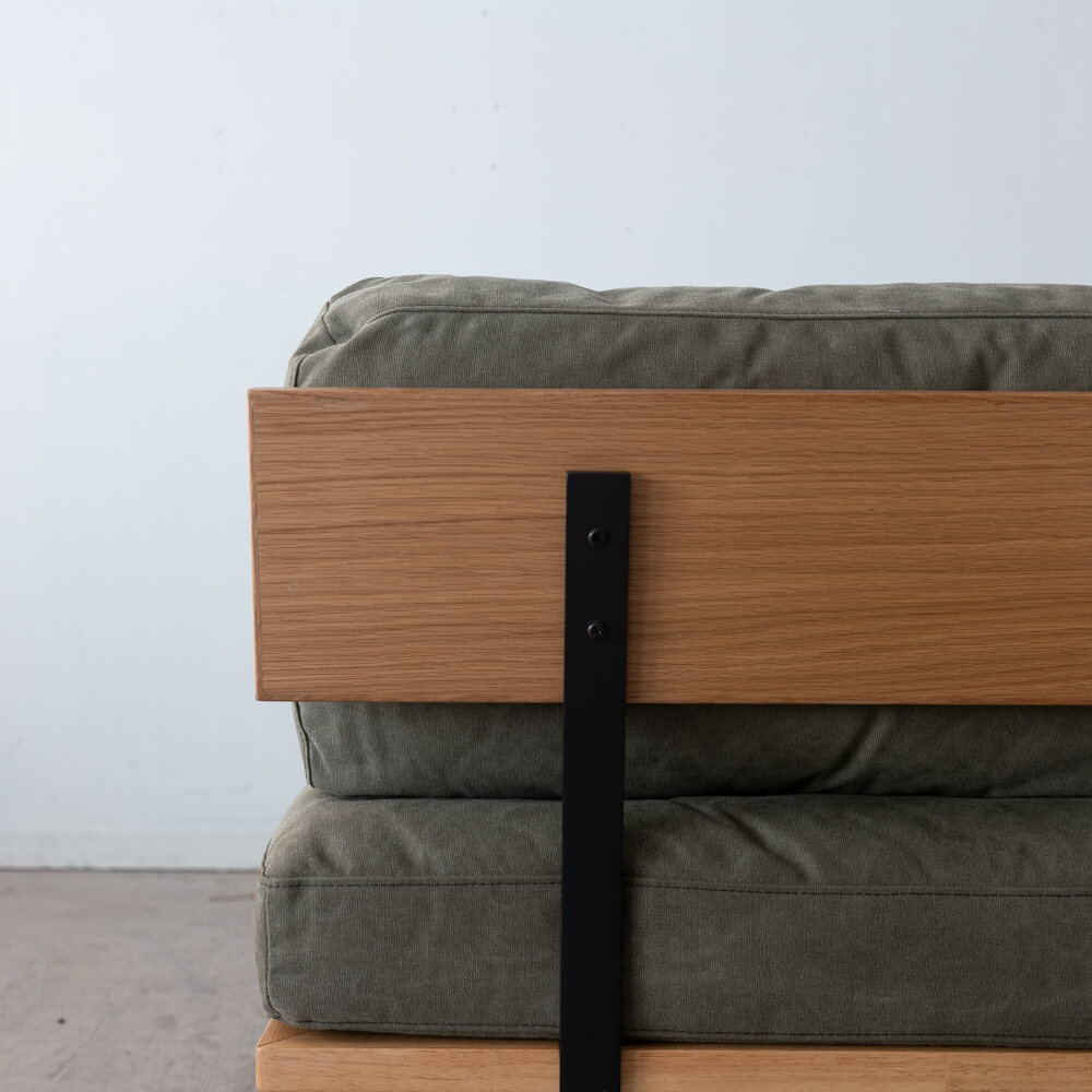 ［数量限定SALE］3P肘なしソファ レディー 帆布GR ホワイトオーク突板