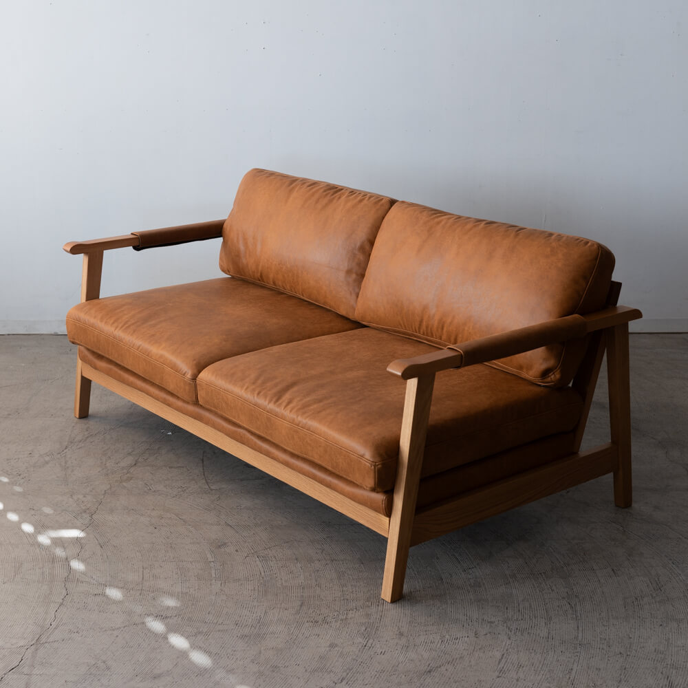 ［数量限定SALE］2Pソファ ベイク CAM レザーファブリック / ホワイトオーク