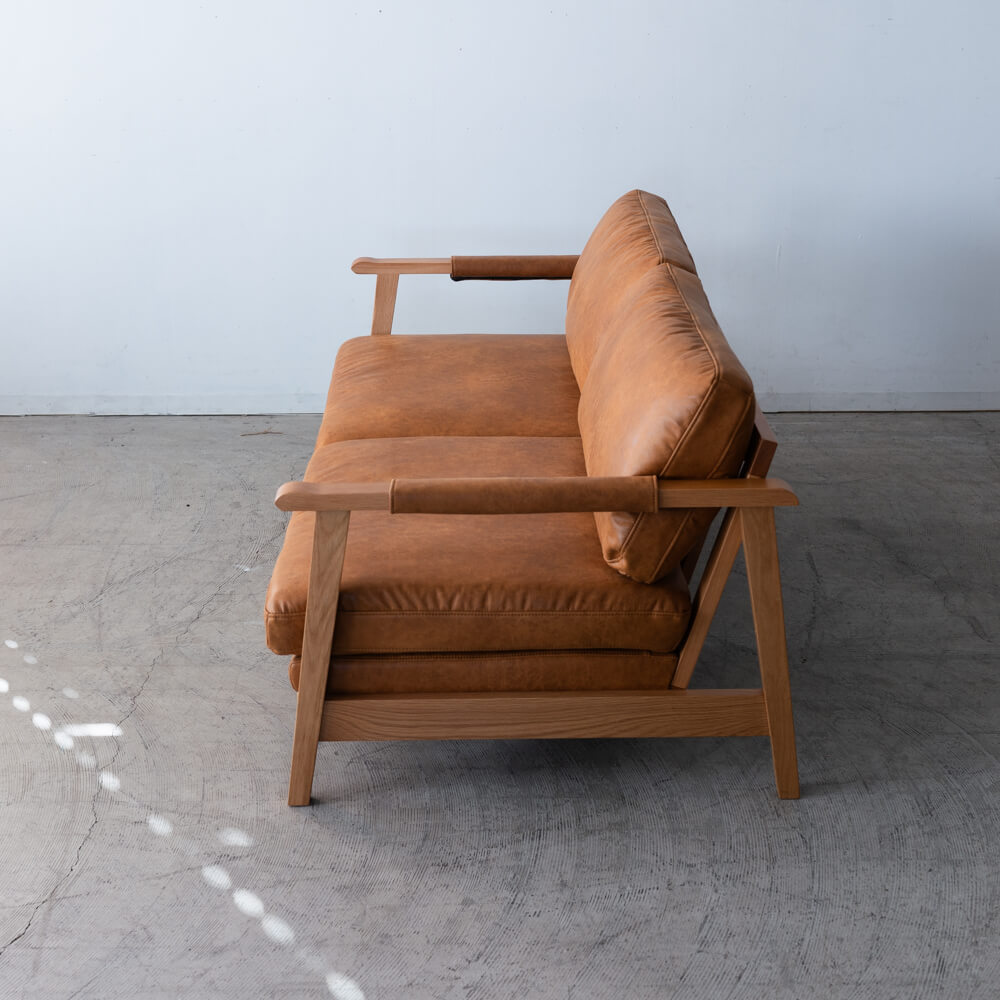 ［数量限定SALE］2Pソファ ベイク CAM レザーファブリック / ホワイトオーク