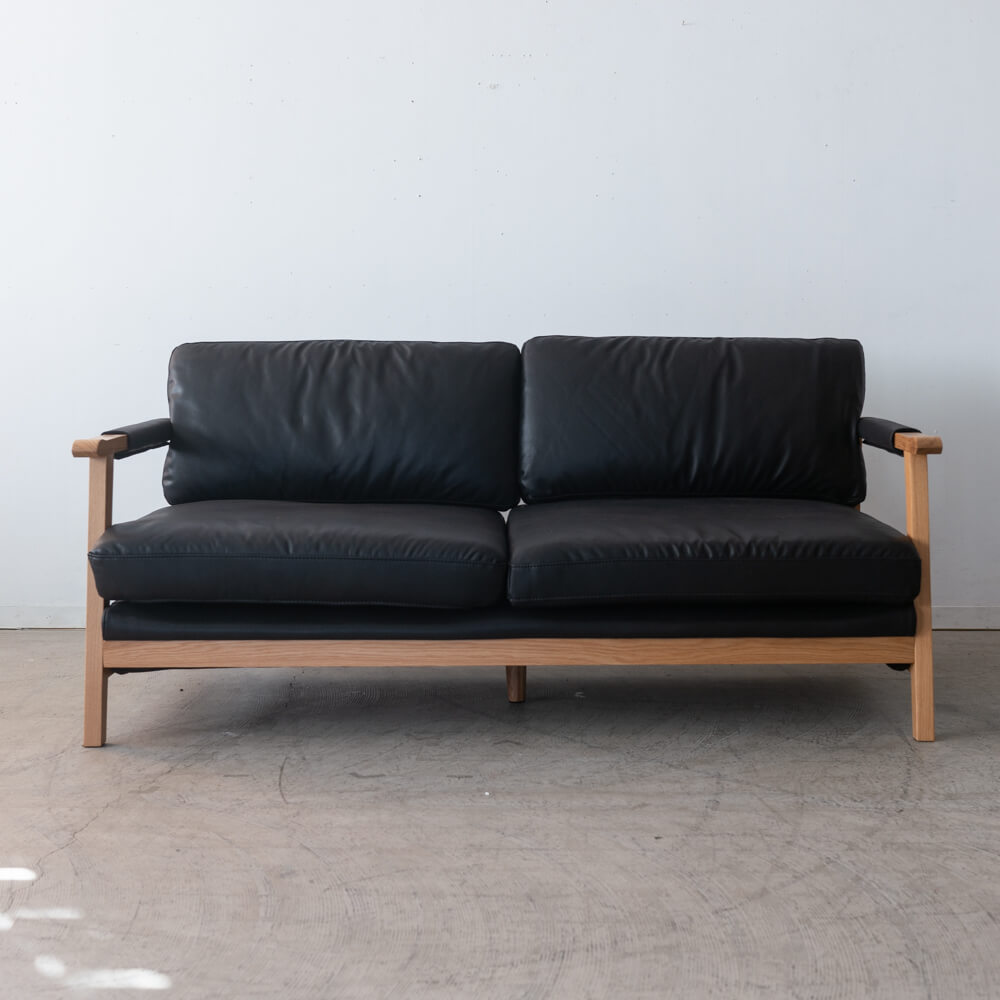 ［数量限定SALE］2Pソファ ベイク BK レザーファブリック / ホワイトオーク