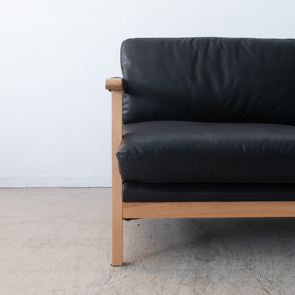 ［数量限定SALE］2Pソファ ベイク BK レザーファブリック / ホワイトオーク