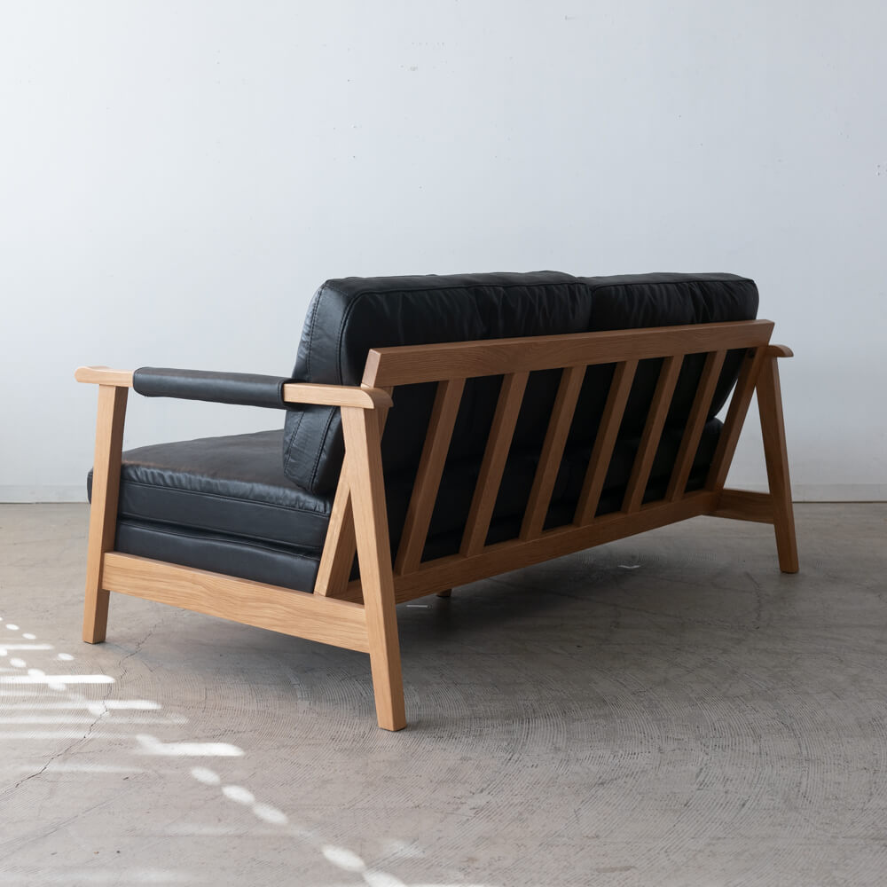 ［数量限定SALE］2Pソファ ベイク BK レザーファブリック / ホワイトオーク