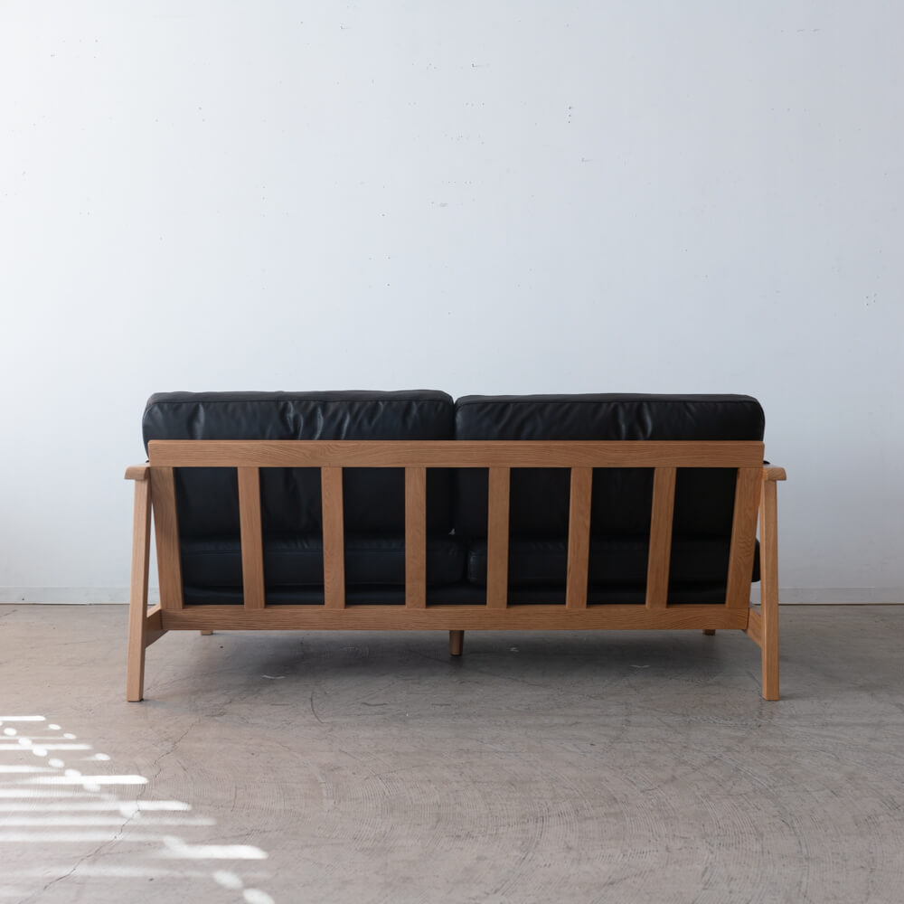 ［数量限定SALE］2Pソファ ベイク BK レザーファブリック / ホワイトオーク