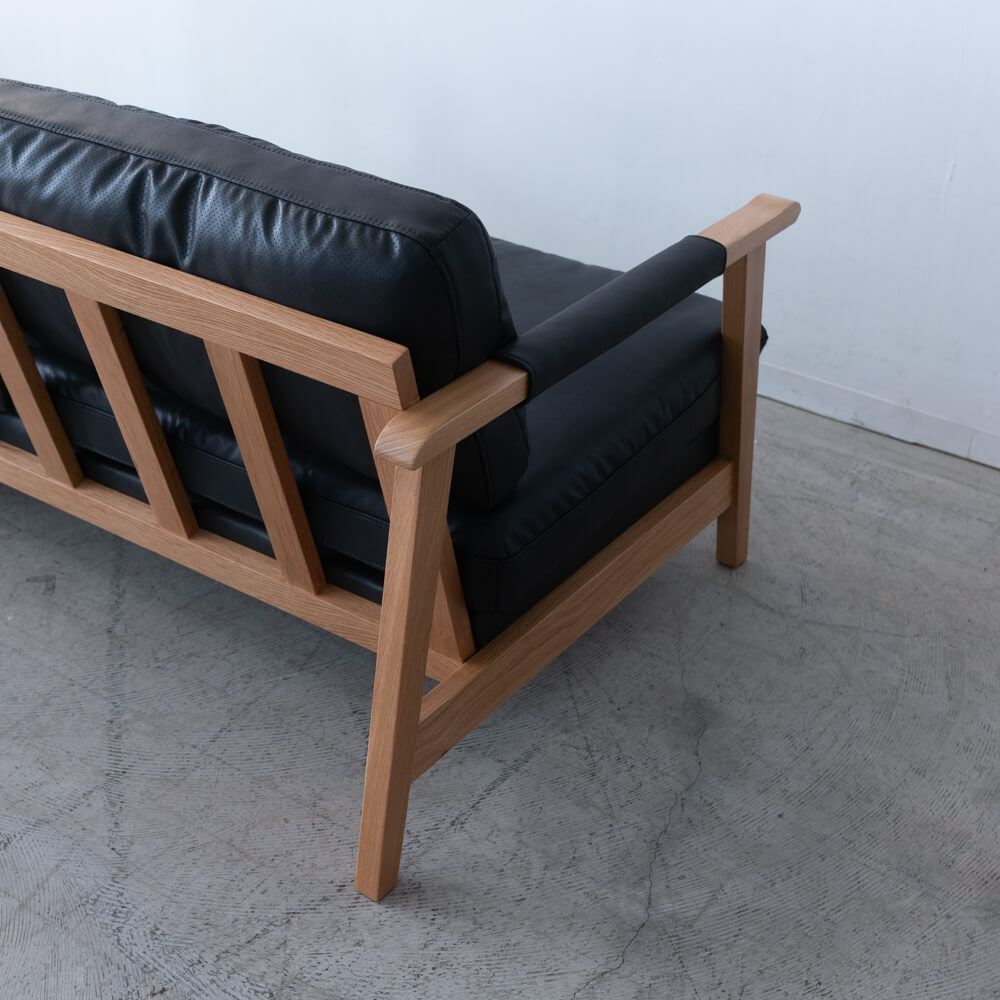 ［数量限定SALE］2Pソファ ベイク BK レザーファブリック / ホワイトオーク