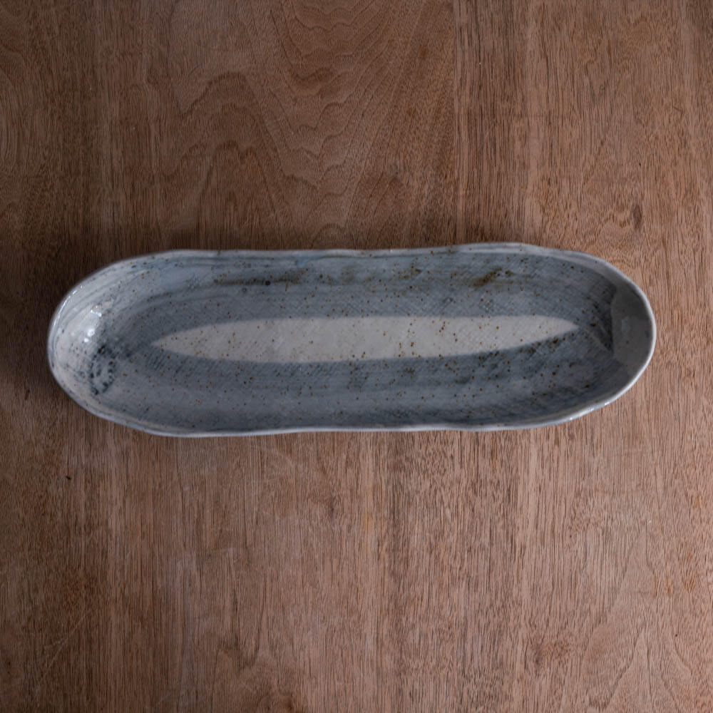 【WEB限定】藍染 舟形サンマ皿 -器市-