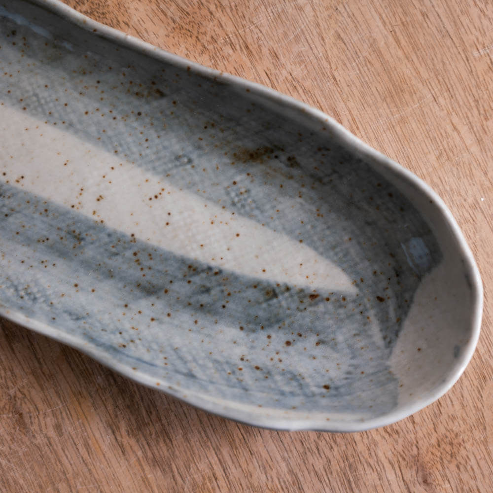 【WEB限定】藍染 舟形サンマ皿 -器市-