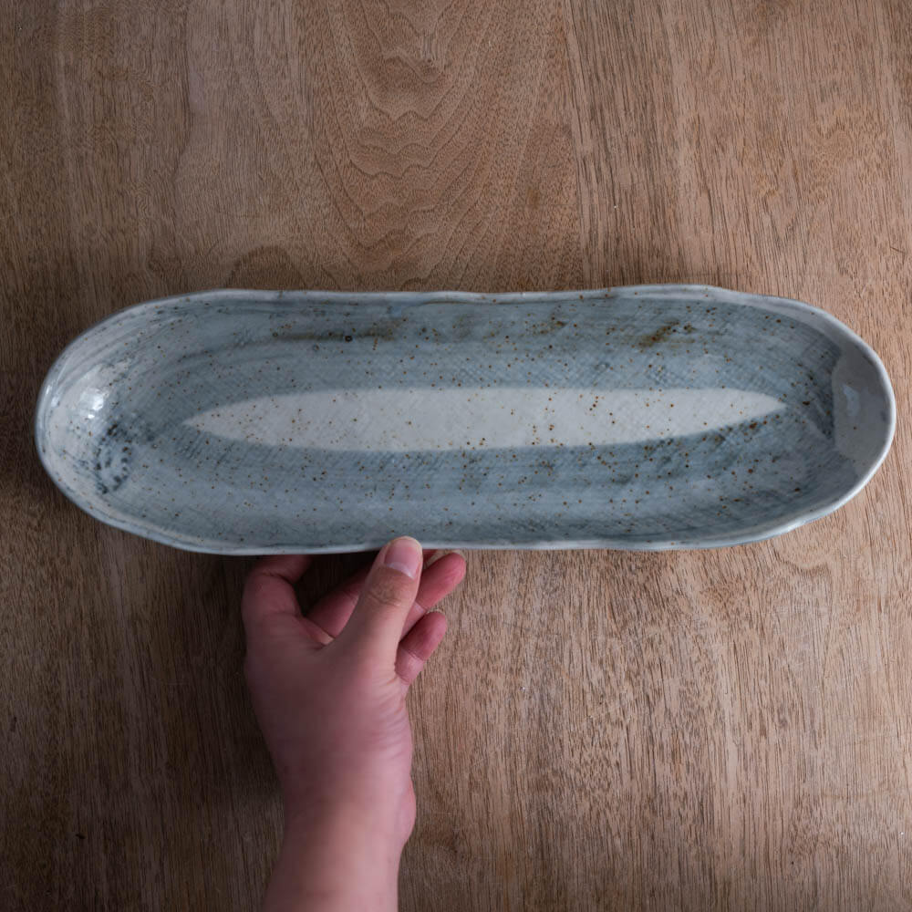 【WEB限定】藍染 舟形サンマ皿 -器市-