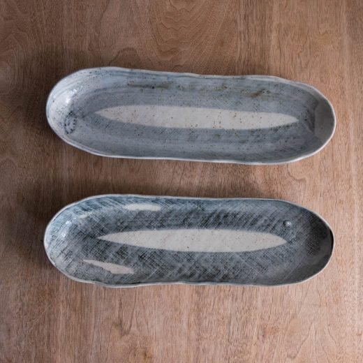 【WEB限定】藍染 舟形サンマ皿 -器市-