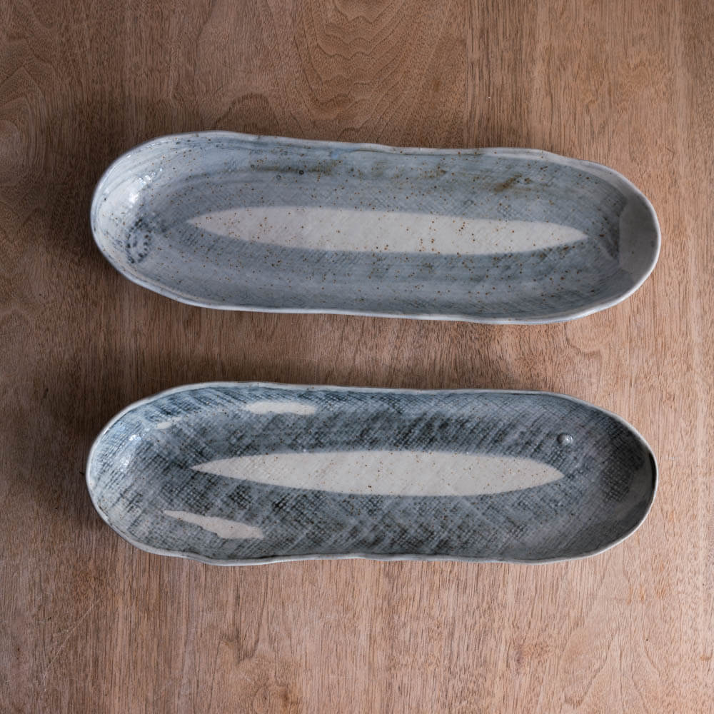 【WEB限定】藍染 舟形サンマ皿 -器市-