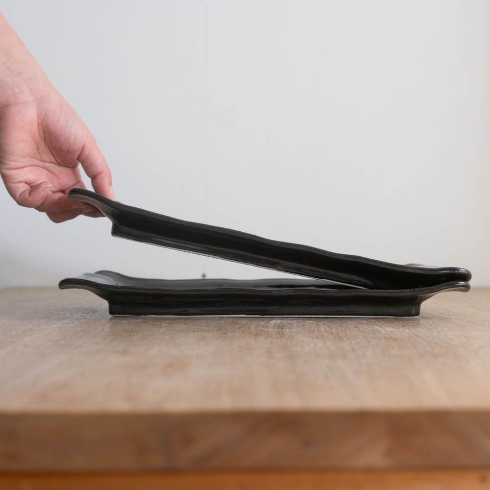 【WEB限定】油滴 手付きステーキ皿 -器市-