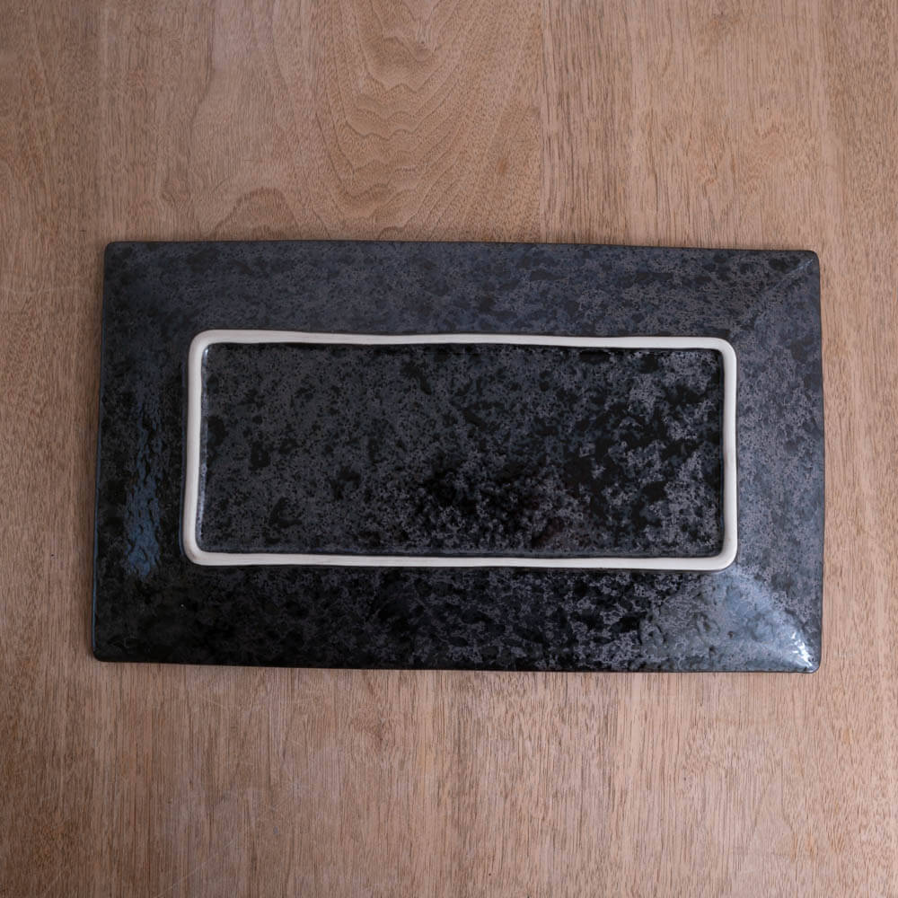 【WEB限定】明世波しぶき 手引き長角尺一皿 -器市-