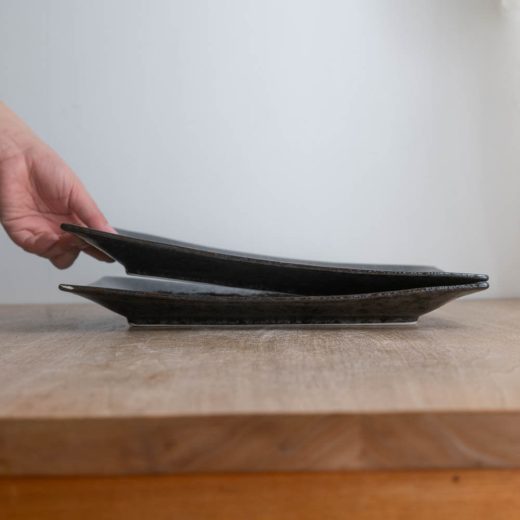 【WEB限定】明世波しぶき 手引き長角尺一皿 -器市-