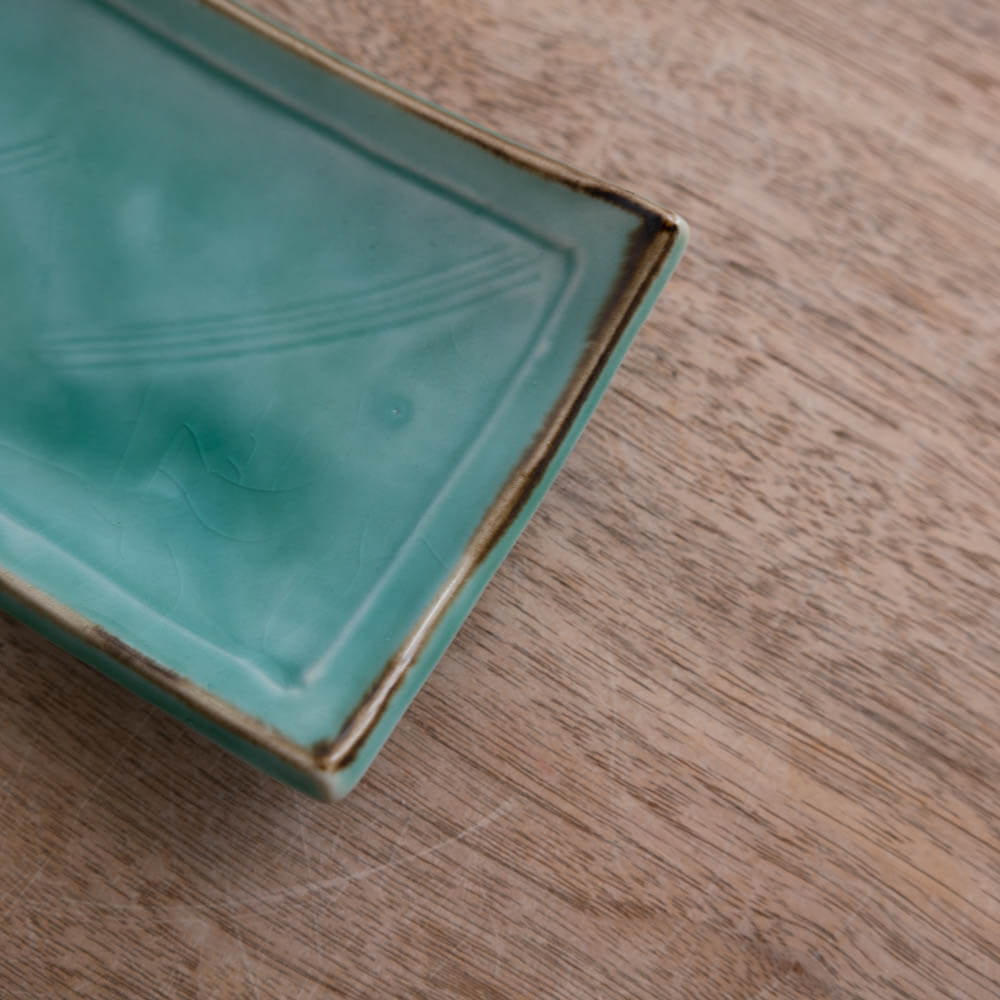 【WEB限定】ヒワ 角アナゴ皿 -器市-