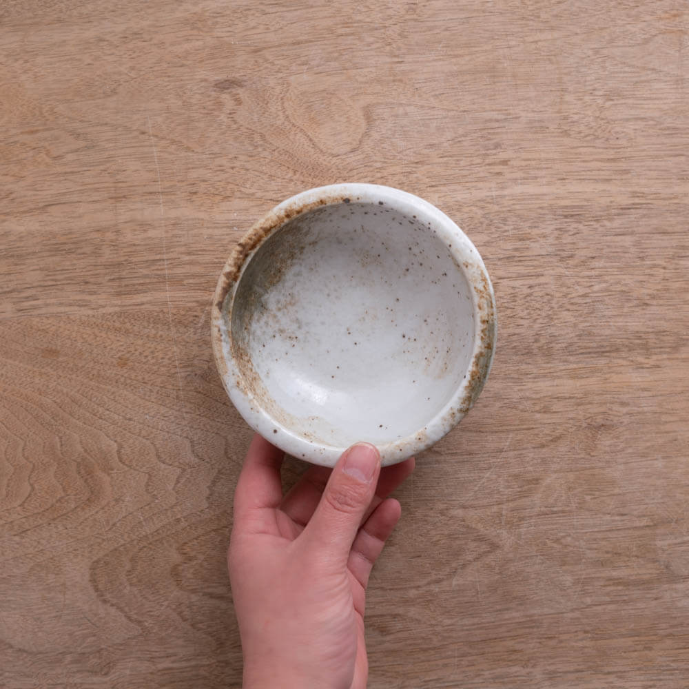 雪志野 括り手4寸鉢 -器市-