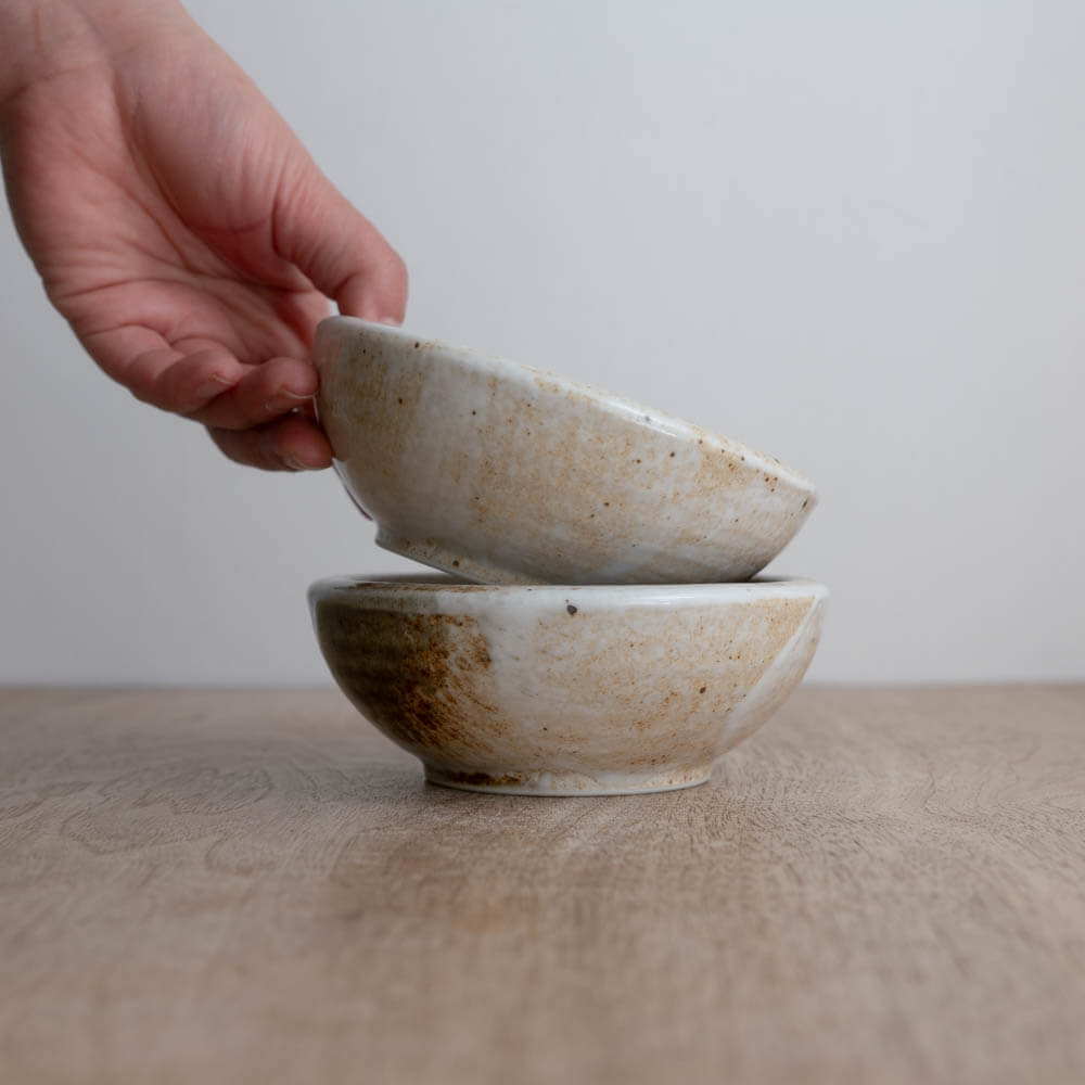 雪志野 括り手4寸鉢 -器市-