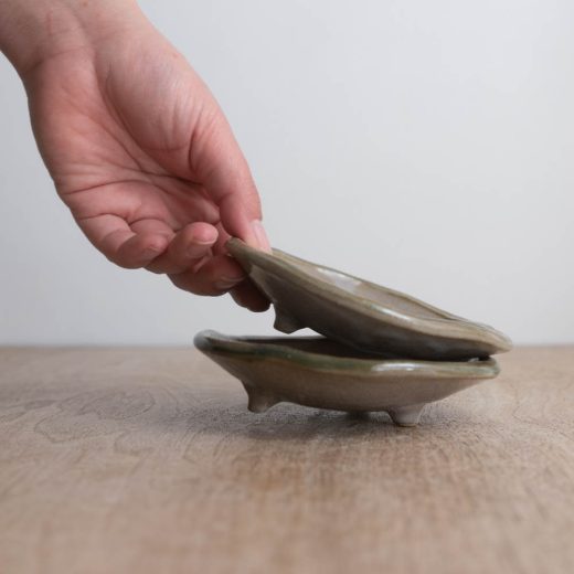 【WEB限定】緑流し三ﾂ足浅鉢 -器市-