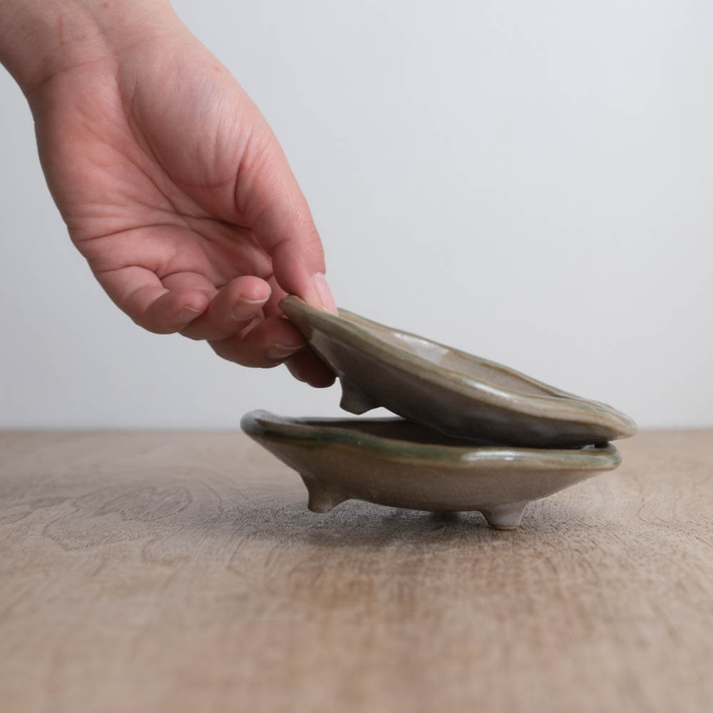 【WEB限定】緑流し三ﾂ足浅鉢 -器市-