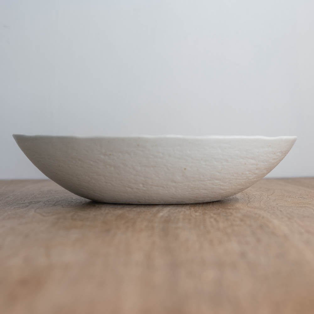 【WEB限定】27cm砂目楕円鉢 白 -器市-